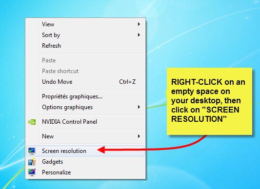 Windows 7 screen resolution menu