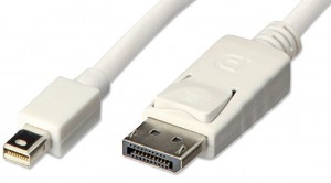 mini DisplayPort to DisplayPort white cable