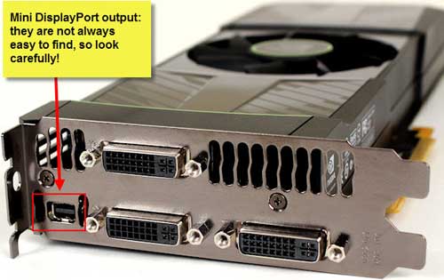 videocard GeForce 590 mini displayport
